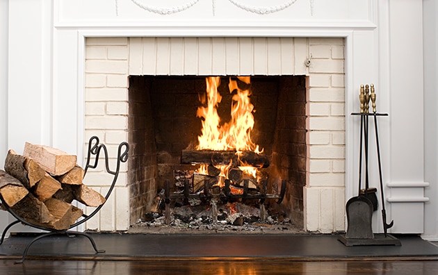 Fireplace in a home