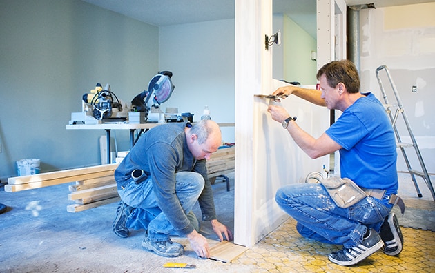 Contractors working in a home